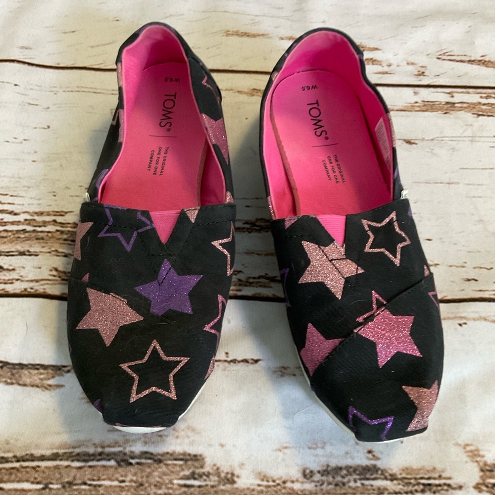 TOMS ALPARGATA BLACK GLITTER STARS PRINT‎